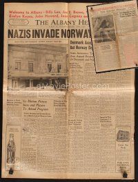 9z028 LOT OF 1 ALBANY HERALD NEWSPAPER '40 Nazis invade Norway, Biscuit Eater premiere in Albany!