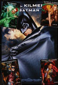 9z044 LOT OF 5 UNFOLDED BATMAN FOREVER ADVANCE ONE-SHEETS '95 portraits of heroes & villains!