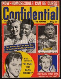 9z070 CONFIDENTIAL magazine May 1957 Marilyn Monroe, Joe DiMaggio, Floyd Patterson, Elvis Presley!