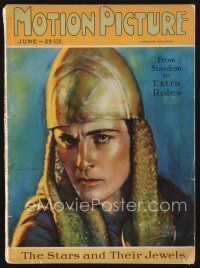 9z077 MOTION PICTURE magazine June 1926 art of Ramon Novarro in helmet by Marland Stone!