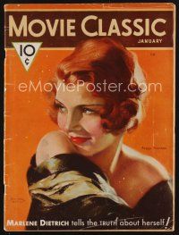9z080 MOVIE CLASSIC magazine January 1932 art of sexy Peggy Shannon by Marland Stone!