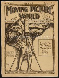 9z056 MOVING PICTURE WORLD exhibitor magazine April 5, 1919 filled with incredible art ads!