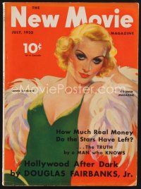 9z094 NEW MOVIE MAGAZINE magazine July 1933 great art of sexy Carole Lombard by Edward L. Chase!