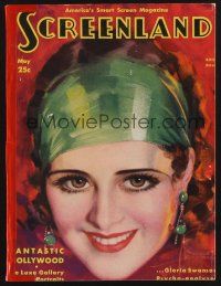 9z103 SCREENLAND magazine May 1930 great art of pretty smiling Billie Dove by Rolf Armstrong!