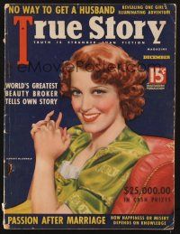 9z108 TRUE STORY magazine December 1937 wonderful portrait of Jeanette MacDonald by Tchetchet!