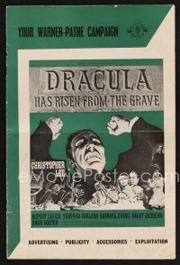 9z162 DRACULA HAS RISEN FROM THE GRAVE pressbook '69 Hammer, Christopher Lee as the vampire!