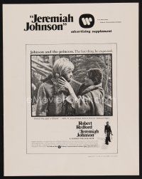 9z180 JEREMIAH JOHNSON pressbook supplement '72 Robert Redford, directed by Sydney Pollack!