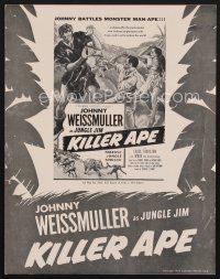 9z183 KILLER APE pressbook '53 Weissmuller as Jungle Jim, drug-mad beasts ravage human prey!