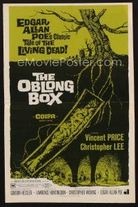 9z208 OBLONG BOX pressbook '69 Vincent Price, Edgar Allan Poe's tale of living dead, cool horror art