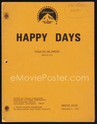 9z129 HAPPY DAYS TV shooting script February 9, 1978, screenplay for Fonzie for the Defense!