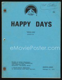 9z128 HAPPY DAYS TV shooting script February 23, 1978, screenplay for the episode Second Wind!