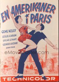 9z338 AMERICAN IN PARIS Danish program '52 different images of Gene Kelly & sexy Leslie Caron!