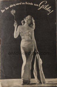 9z343 GILDA Danish program '47 classic image of sexiest Rita Hayworth in sheath dress, Glenn Ford