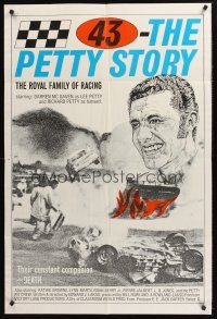 1a008 43: THE RICHARD PETTY STORY 1sh '72 NASCAR race car driver Darren McGavin, crash scenes!