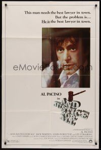 1a033 AND JUSTICE FOR ALL 1sh '79 directed by Norman Jewison, Al Pacino is out of order!