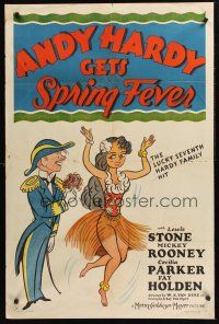 1a034 ANDY HARDY GETS SPRING FEVER style C 1sh '39 art of Mickey Rooney & Ann Rutherford!