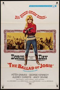 1a053 BALLAD OF JOSIE 1sh '68 great full-length image of quick-draw Doris Day pointing shotgun!