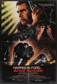 1a079 BLADE RUNNER 1sh '82 Ridley Scott sci-fi classic, art of Harrison Ford by John Alvin!