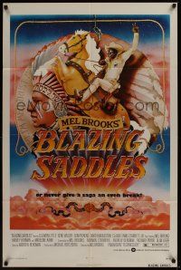 1a081 BLAZING SADDLES 1sh '74 classic Mel Brooks western, art of Cleavon Little by John Alvin!