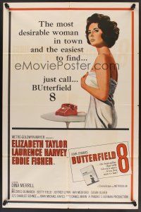 1a124 BUTTERFIELD 8 1sh '60 callgirl Elizabeth Taylor is the most desirable and easiest to find!