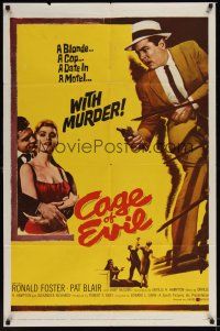1a129 CAGE OF EVIL 1sh '60 Ronald Foster, Patricia Blair, blonde bait in a murder trap!