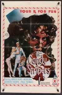 1a134 CANDY STRIPERS 1sh '78 sexy nurse Amber Hunt, your Rx for fun!