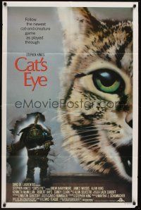 1a144 CAT'S EYE 1sh '85 Stephen King, Drew Barrymore, artwork of wacky little monster by J. Vack!