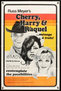 1a150 CHERRY, HARRY & RAQUEL 1sh '69 Russ Meyer, art of sexy man & women in menage a trois!