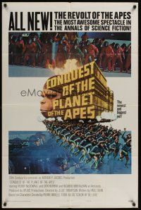 1a181 CONQUEST OF THE PLANET OF THE APES style B int'l 1sh '72 Roddy McDowall, apes are revolting!