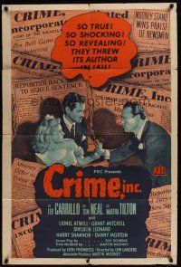 1a192 CRIME INC. 1sh '45 Tom Neal, the book that aroused the wrath of the nation!