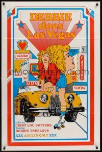 1a225 DEBBIE DOES LAS VEGAS 1sh '82 Debbie Truelove, wonderful sexy gambling casino artwork!