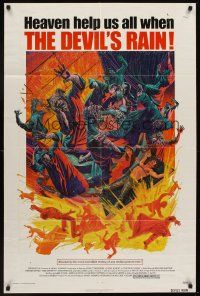 1a238 DEVIL'S RAIN 1sh '75 Ernest Borgnine, William Shatner, Anton Lavey, cool Mort Kunstler art!