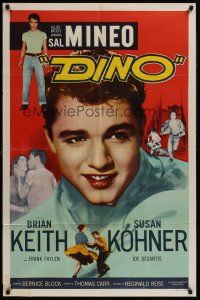 1a243 DINO 1sh '57 huge super close up of troubled teen Sal Mineo, plus full-length image too!