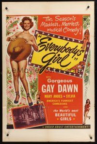 1a284 EVERYBODY'S GIRL 1sh '50 Gorgeous Gay Dawn performing nearly naked for men & women!