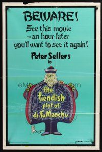 1a302 FIENDISH PLOT OF DR. FU MANCHU teaser 1sh '80 great wacky artwork of Asian Peter Sellers!