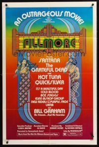 1a304 FILLMORE 1sh '72 Grateful Dead, Santana, rock & roll concert, cool Byrd art!