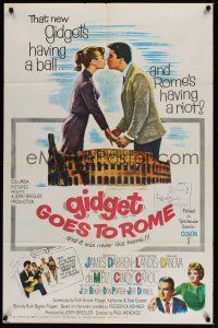 1a357 GIDGET GOES TO ROME 1sh '63 James Darren & Cindy Carol by Italy's Colisseum!