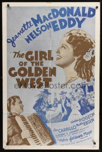 1a359 GIRL OF THE GOLDEN WEST 1sh R62 Jeanette MacDonald & Nelson Eddy in cowboy hats!