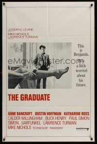 1a378 GRADUATE int'l 1sh '68 classic image of Dustin Hoffman & Anne Bancroft's sexy leg!