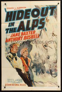1a428 HIDEOUT IN THE ALPS 1sh '37 Jane Baxter, Anthony Bushell, cool skiing disaster art!