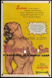 1a429 HIDEOUT IN THE SUN 1sh '60 Doris Wishman classic, it happened in a nudist camp!