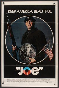 1a521 JOE 1sh '70 Peter Boyle w/shotgun, American flag, and hippie target, drugs!