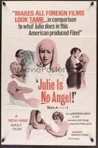 1a529 JULIE IS NO ANGEL 1sh '67 Janet Banzet, sexy Sharon Kent in title role!
