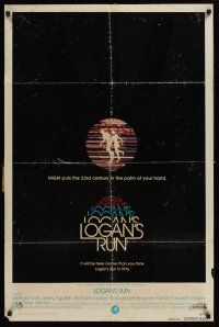 1a567 LOGAN'S RUN advance 1sh '76 art of Michael York & Jenny Agutter running away by Charles Moll!