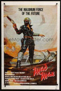 1a586 MAD MAX 1sh R83 art of wasteland cop Mel Gibson, George Miller Australian sci-fi classic!