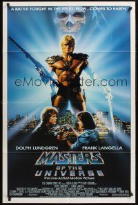 1a604 MASTERS OF THE UNIVERSE 1sh '87 great image of Dolph Lundgren as He-Man!