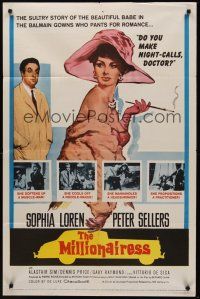1a619 MILLIONAIRESS 1sh '60 beautiful Sophia Loren is the richest girl in the world, Peter Sellers!