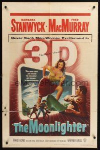 1a628 MOONLIGHTER 1sh '53 excellent 3-D image of sexy Barbara Stanwyck & Fred MacMurray!