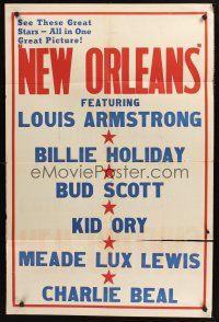 1a650 NEW ORLEANS 1sh '47 Arturo De Cordova, Louis Armstrong & Billie Holliday!