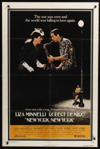 1a651 NEW YORK NEW YORK style B 1sh '77 Robert De Niro plays sax while Liza Minnelli sings!